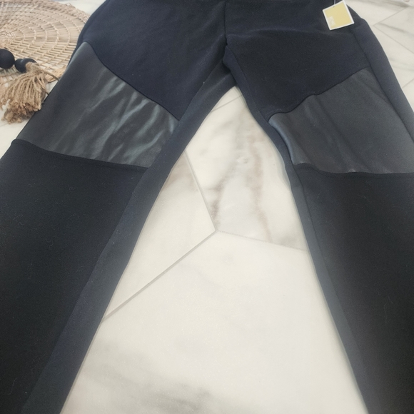 [MICHAEL MICHAEL KORS] NWT CUTEST EVER: BLACK W/ LEATHER PATCH WOMEN'S  LEGGINGS - Picture 3 of 13